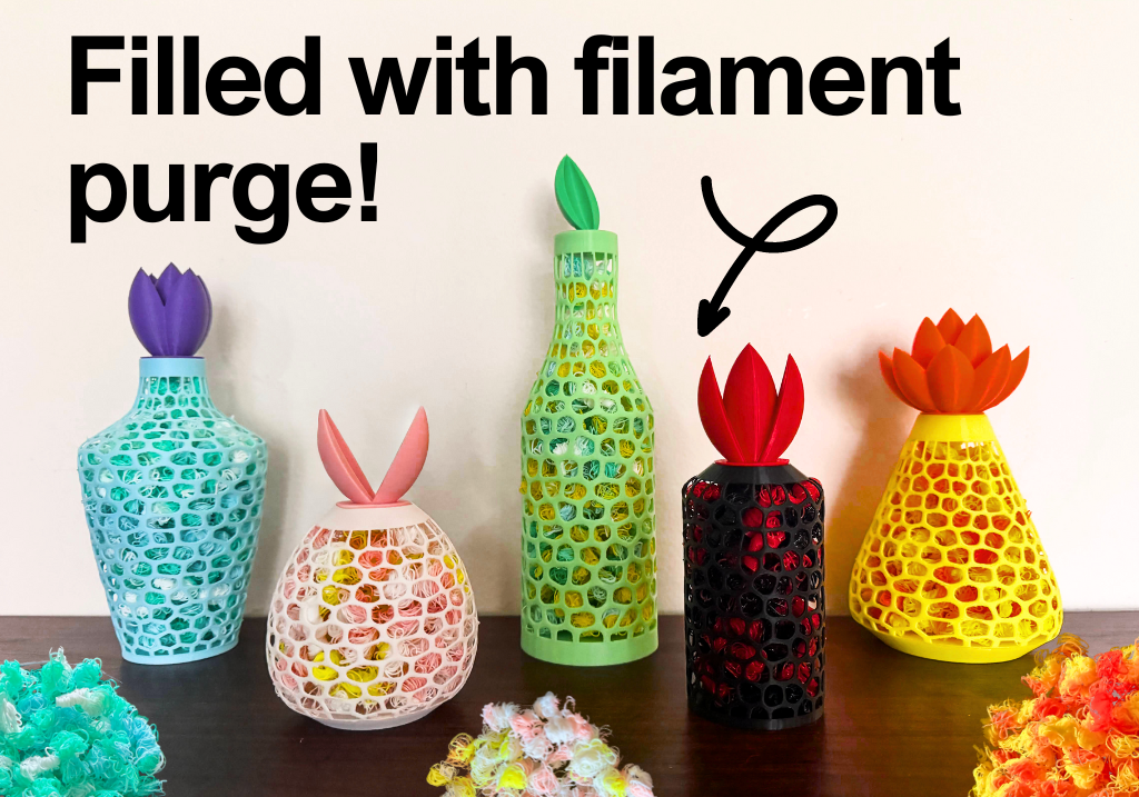 Filament Purge / Poop Skreytt blómavasasett
