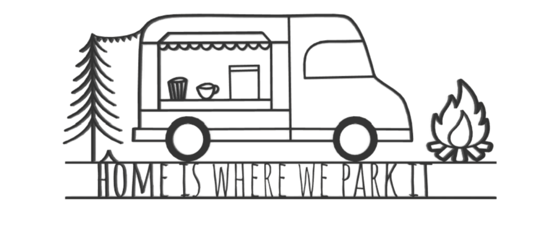 Camper Van Line Art – „Home Is Where We Park It“