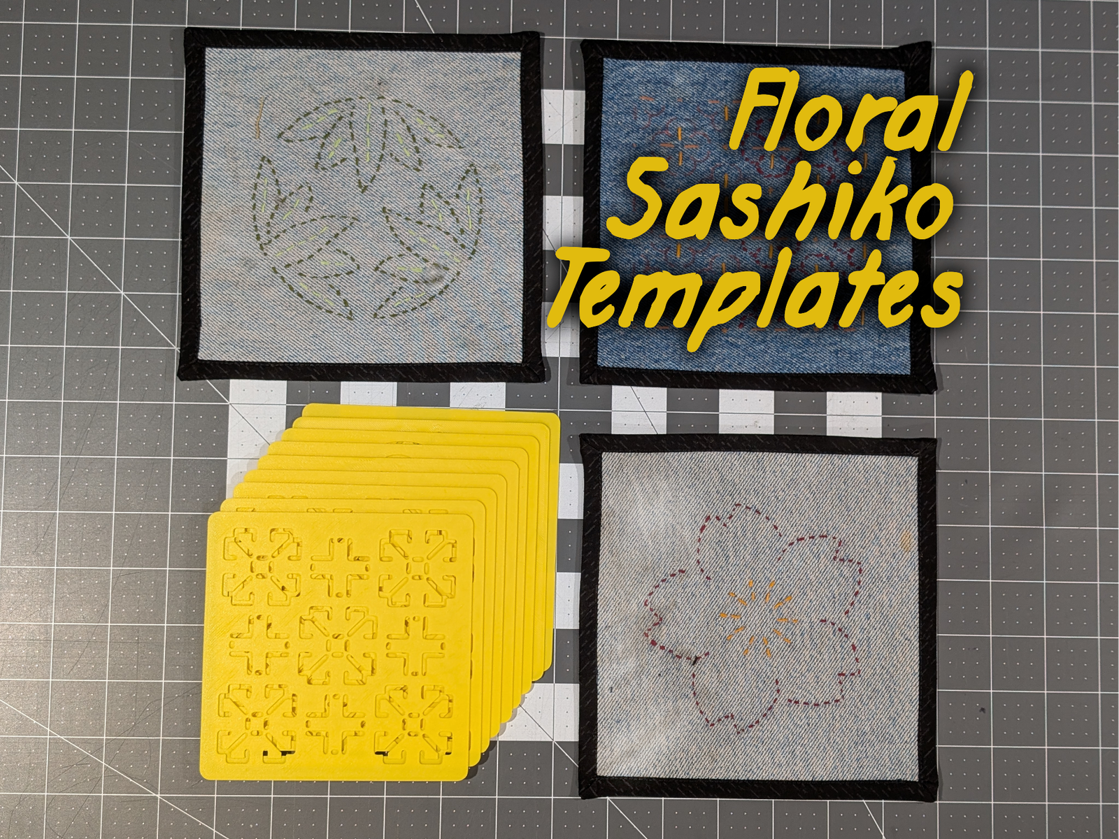 Sashiko sniðmát – blómaform