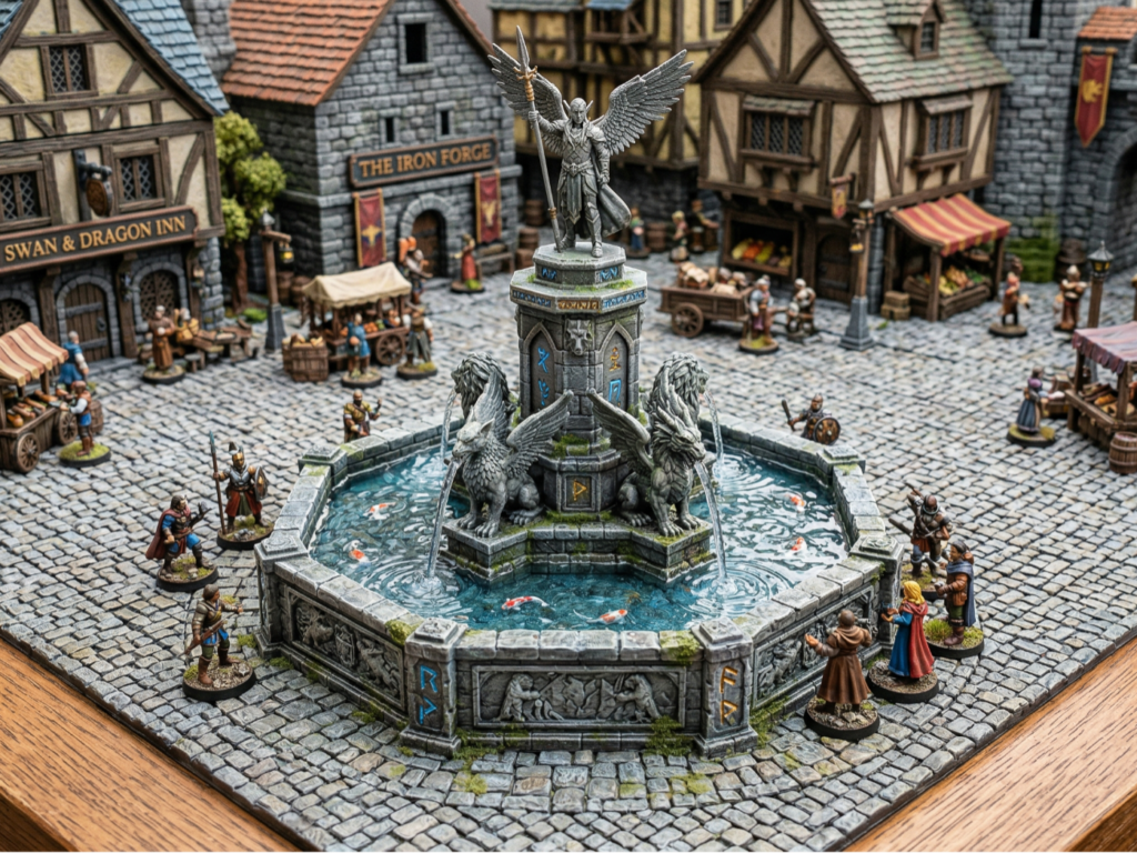 Dreifingarsvæði fyrir borðplötu - Town Fountain