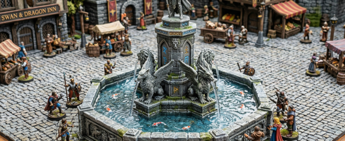 Dreifingarsvæði fyrir borðplötu – Town Fountain