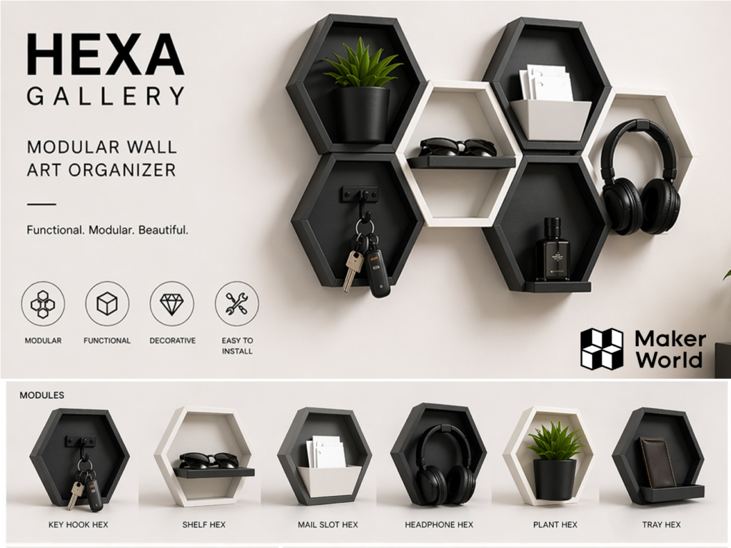 HEXA Gallery — Modular Wall Art Organizer