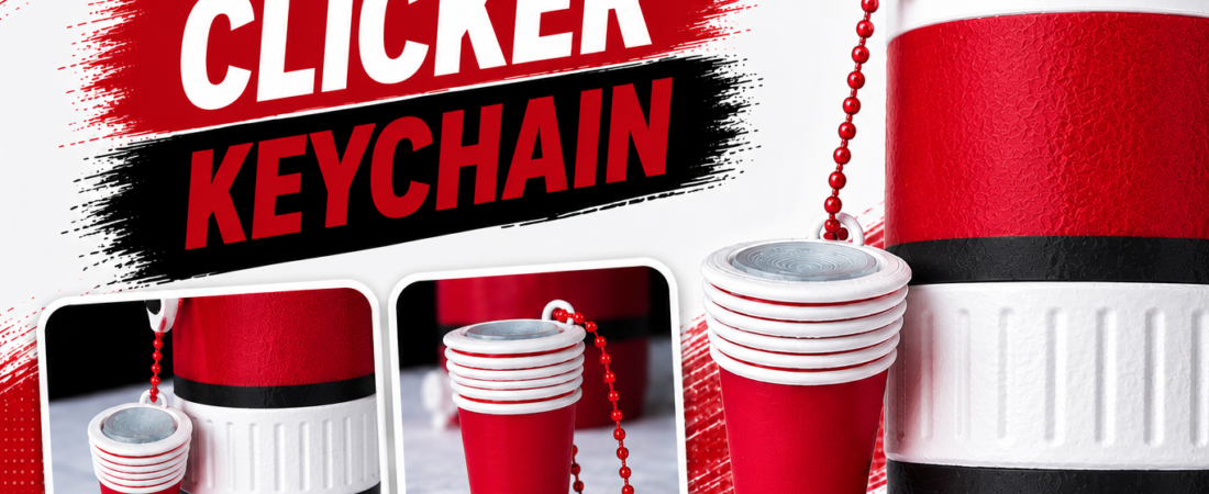 Plast Solo Cup Clicker lyklakippa fyrir dósakælir