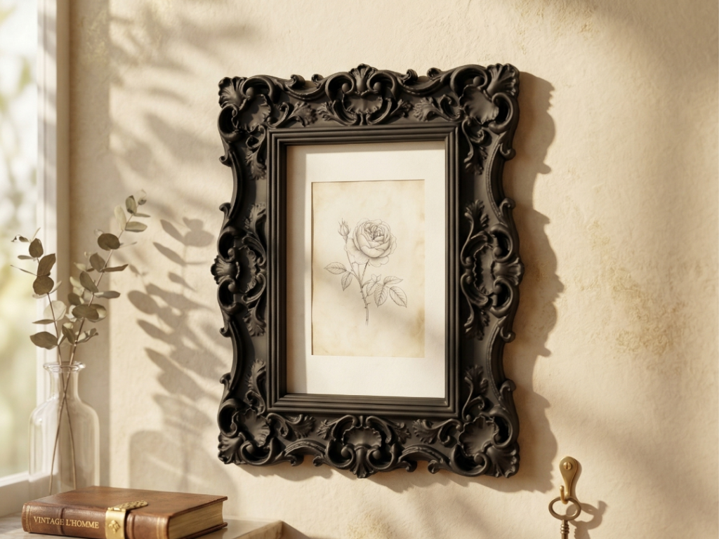 Skreytt barokkrammi - Velvet Black Art