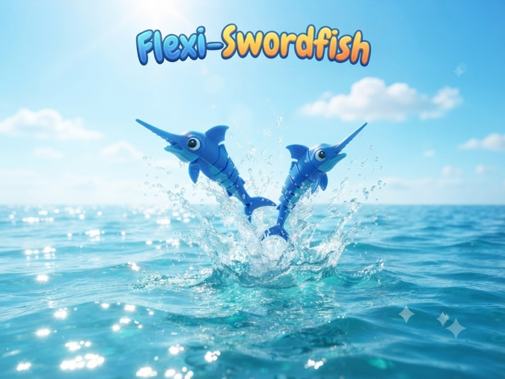 Flexi-Swordfish - Fidget Toy - Prentun á sínum stað