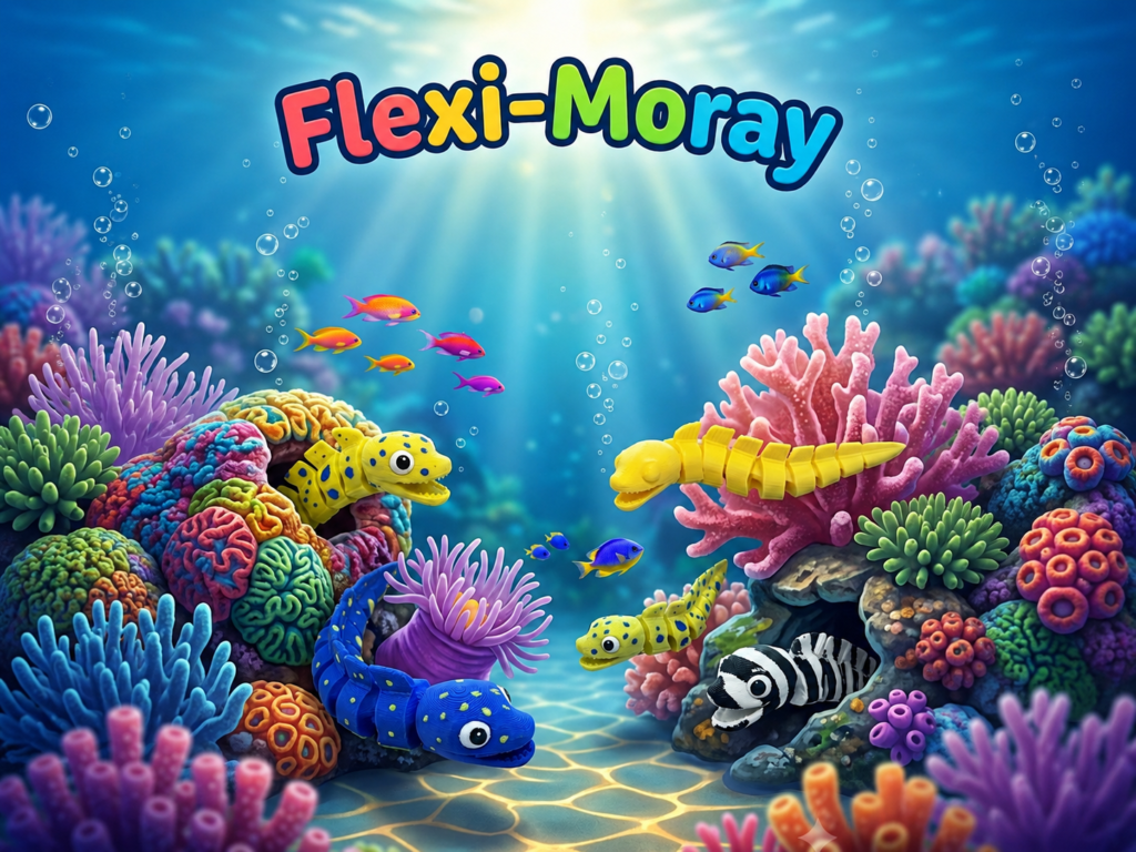 Sætur Flexi Moray Eel - Fidget Toy - Print-in-Place