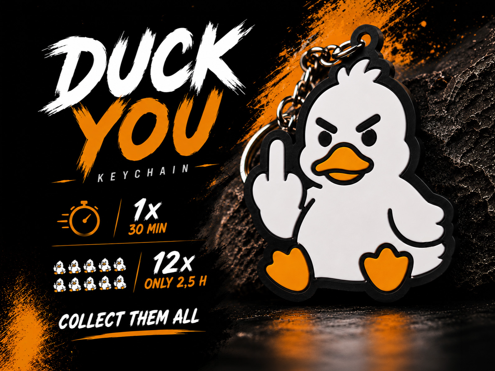 Duck You lyklakippa – Hratt prentun