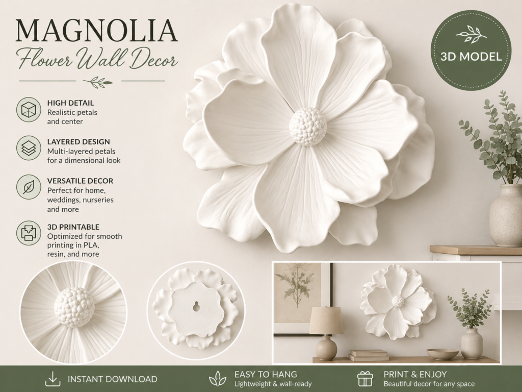 Magnolia blóm veggskreyting